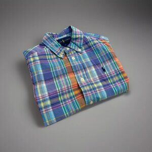 Polo Ralph Lauren Shirt Boys Size Small Plaid Short Sleeve Button Down Cotton